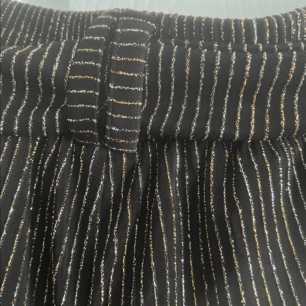 Torrid Black Wide Leg Pants with Silver & Gold PinStripes - Size 1X (14/16) NWT - Picture 6 of 11